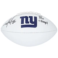 Ballon de football Franklin White Panel autographié par Mario Manningham des New York Giants avec l'inscription « SB XLVI Champs »