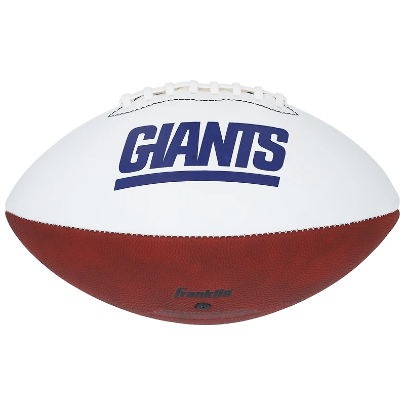 Ballon de football Franklin White Panel autographié par Mario Manningham des New York Giants avec l'inscription « SB XLVI Champs »