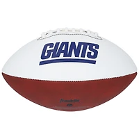 Ballon de football Franklin White Panel autographié par Mario Manningham des New York Giants avec l'inscription « SB XLVI Champs »