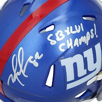 Casque Riddell Speed ​​Mini autographié par Mario Manningham des New York Giants avec inscription « SB XLVI Champs »