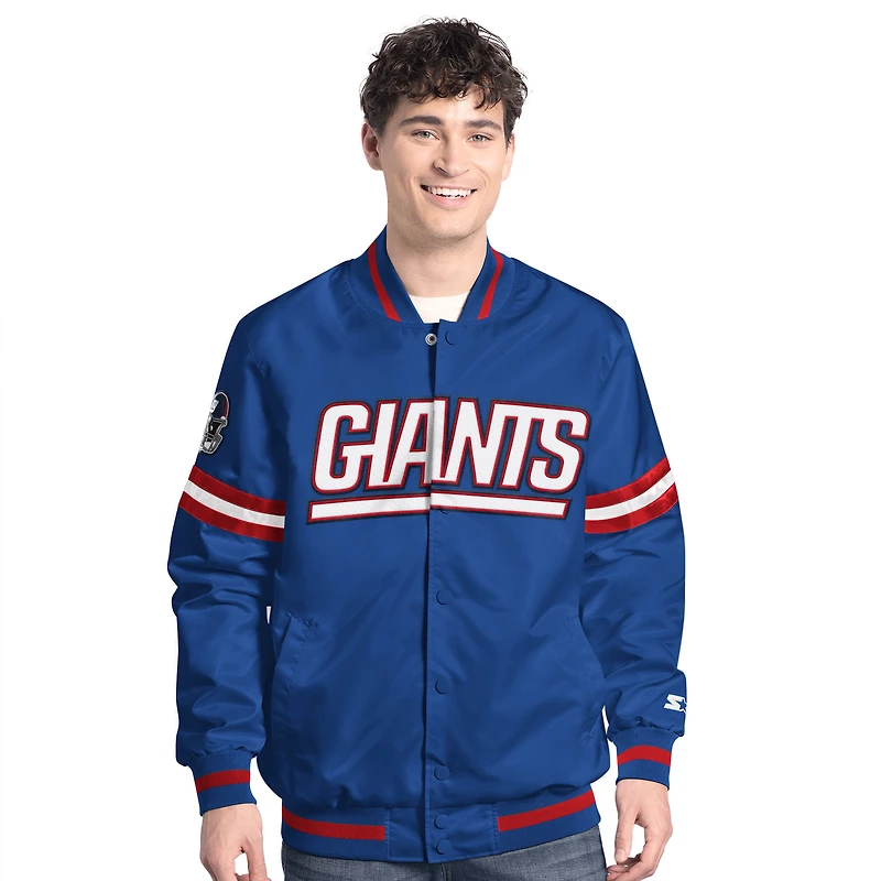 Veste universitaire à boutons-pression Starter Royal New York Giants Scout pour homme