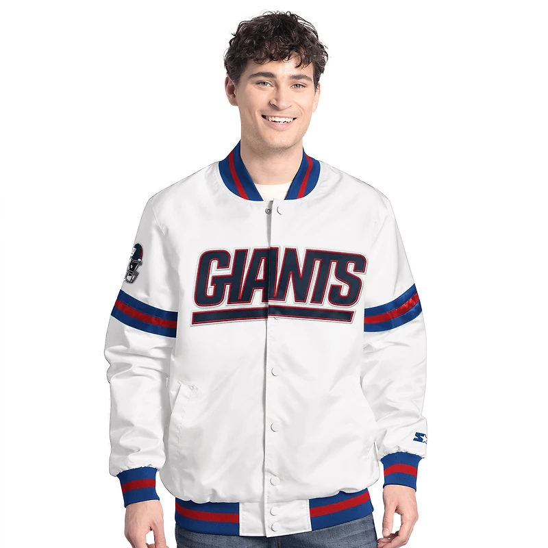 Men's Starter  White New York Giants Scout Full-Snap Varsity Jacket