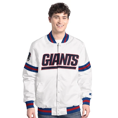 Men's Starter  White New York Giants Scout Full-Snap Varsity Jacket