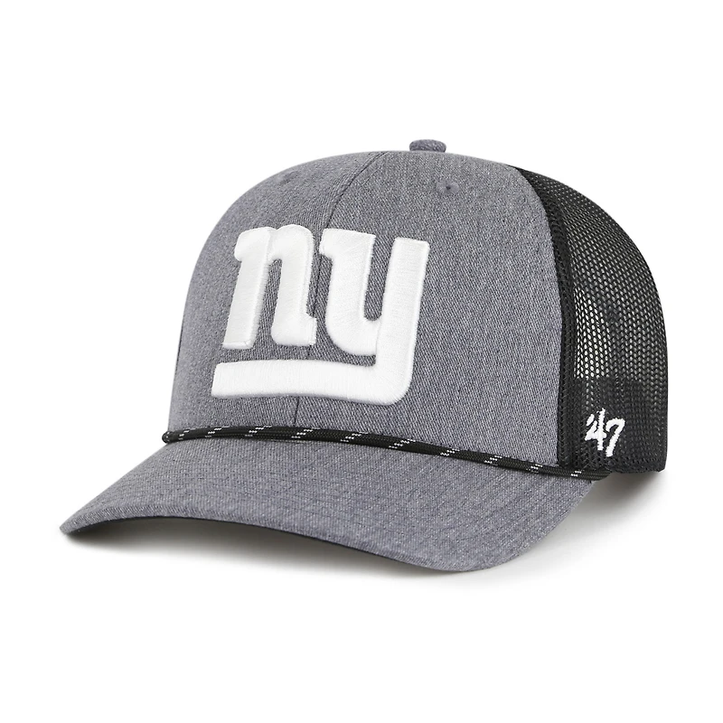 Men's '47 Heather Charcoal New York Giants Carbon Rope Trucker Adjustable Hat