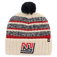 Bonnet en tricot à revers Legacy Tavern '47 Natural New York Giants pour hommes avec pompon
