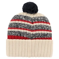 Bonnet en tricot à revers Legacy Tavern '47 Natural New York Giants pour hommes avec pompon