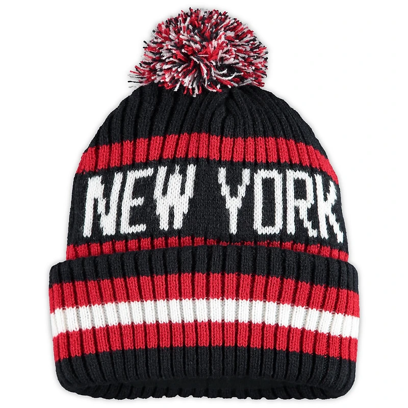 Bonnet en tricot à revers Legacy Bering des New York Giants '47 bleu marine pour homme avec pompon