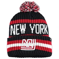 Bonnet en tricot à revers Legacy Bering des New York Giants '47 bleu marine pour homme avec pompon
