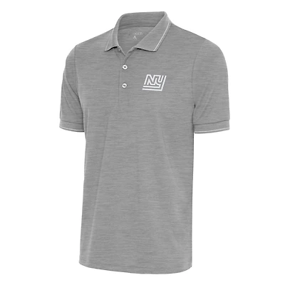 Polo rétro gris chiné Antigua pour homme avec logo de l'équipe des New York Giants