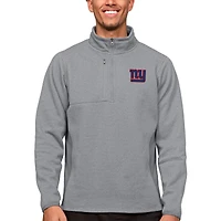 Men's Antigua Heathered Gray New York Giants Course Quarter-Zip Pullover Top