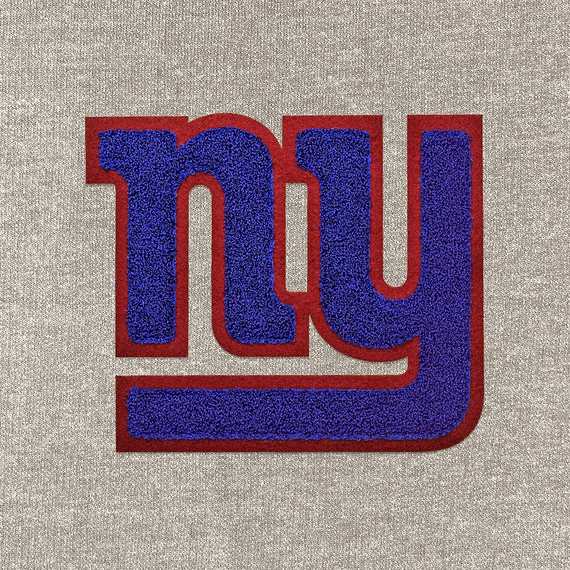 Men's Antigua Oatmeal New York Giants Reward Chenille Pullover Crewneck Sweatshirt