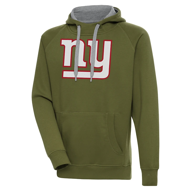 Men's Antigua  Olive New York Giants Primary Logo Victory Pullover Hoodie