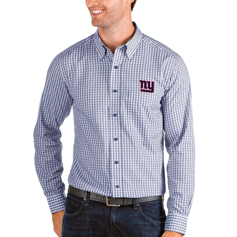 Chemise boutonnée tissée à manches longues pour homme, Antigua Royal/Blanc, New York Giants