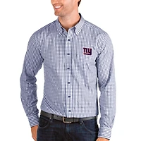 Chemise boutonnée tissée à manches longues pour homme, Antigua Royal/Blanc, New York Giants
