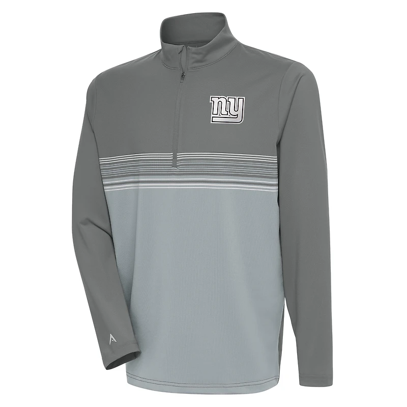 Pull à capuche zippé quart de tour Antigua Steel New York Giants avec logo métallique Pace pour homme