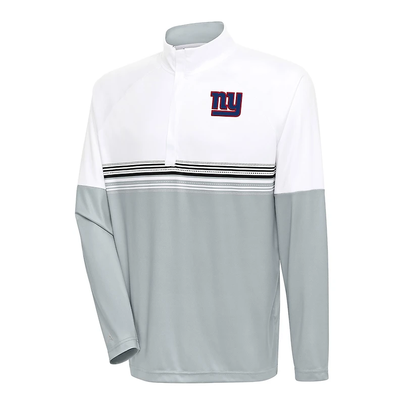 Men's Antigua White/Black New York Giants Bender Quarter-Zip Pullover Top