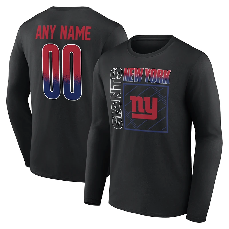 T-shirt à manches longues noir pour homme New York Giants Home Field Pop personnalisé avec nom et numéro