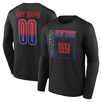 T-shirt à manches longues noir pour homme New York Giants Home Field Pop personnalisé avec nom et numéro