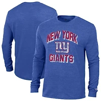 T-shirt à manches longues Champion Heather Royal New York Giants Ultimate Tri-Blend pour homme