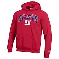 Sweat à capuche Champion Royal New York Giants Powerblend avec logo en arc sur fond blanc