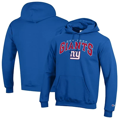 Men's Champion Royal New York Giants Powerblend Arch over Logo Hoodie