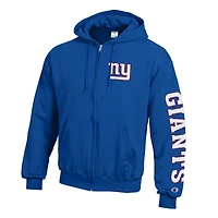 Sweat à capuche zippé Champion Royal New York Giants en polaire Powerblend pour homme