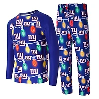 Ensemble haut à manches longues et pantalon raglan en tricot Garland pour homme Concepts Sport Navy New York Giants
