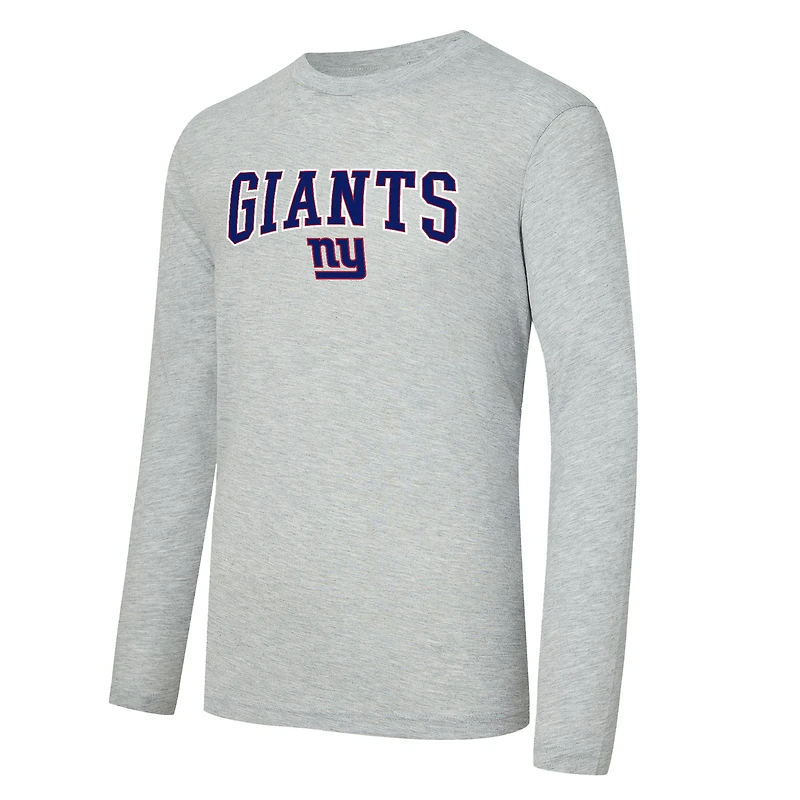 Men's Concepts Sport Royal/Heather Gray New York Giants Regulate Long Sleeve T-Shirt and Plaid Pant Set