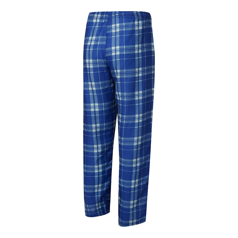 Men's Concepts Sport Royal/Heather Gray New York Giants Regulate Long Sleeve T-Shirt and Plaid Pant Set