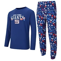 Men's Concepts Sport  Royal New York Giants Chestnut Long Sleeve Top & Pants Set