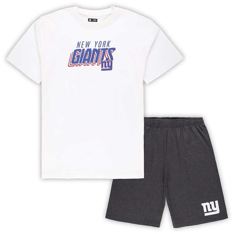 Ensemble haut et short Concepts Sport blanc/anthracite pour homme des New York Giants, grande taille
