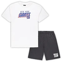 Ensemble haut et short Concepts Sport blanc/anthracite pour homme des New York Giants, grande taille
