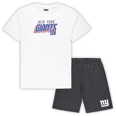 Ensemble haut et short Concepts Sport blanc/anthracite pour homme des New York Giants, grande taille