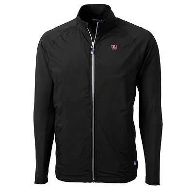 Men's Cutter & Buck Black New York Giants Big Tall Adapt Eco Knit Full-Zip Raglan Jacket