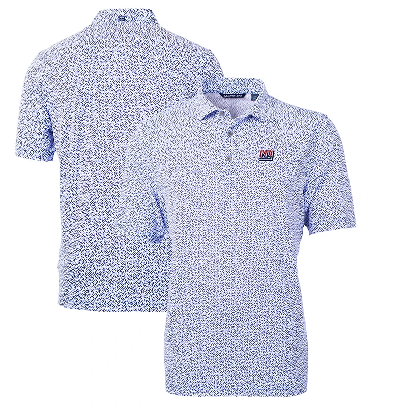 Men's Cutter & Buck Blue New York Giants Throwback Logo Virtue Eco-Pique Botanical Recycled Polo
