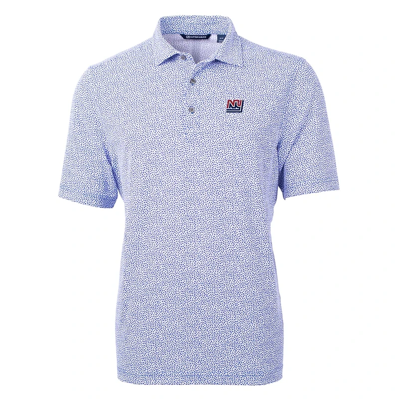 Men's Cutter & Buck Blue New York Giants Throwback Logo Virtue Eco-Pique Botanical Recycled Polo