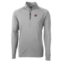 Men's Cutter & Buck Gray New York Giants Adapt Eco Knit Stretch Recycled Quarter-Zip Throwback Pullover Top