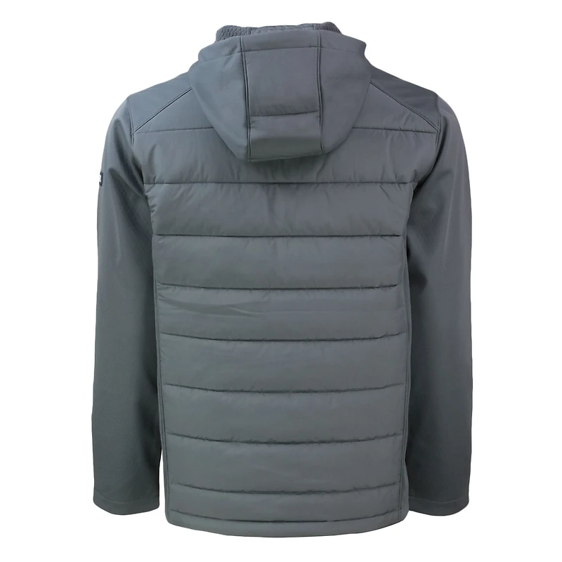 Men's Cutter & Buck Gray New York Giants Helmet Evoke Hybrid Eco Softshell Recycled Full-Zip Hoodie Jacket