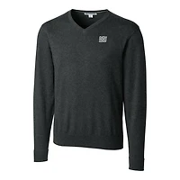 Pull à col en V pour homme, couleur charbon chiné, coupe Cutter & Buck, logo rétro des New York Giants, Lakemont Tri-Blend, grandes tailles