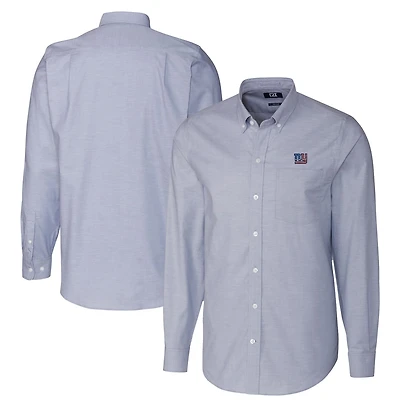 Chemise boutonnée à manches longues en tissu Oxford extensible bleu clair pour homme Cutter & Buck des New York Giants, grande taille