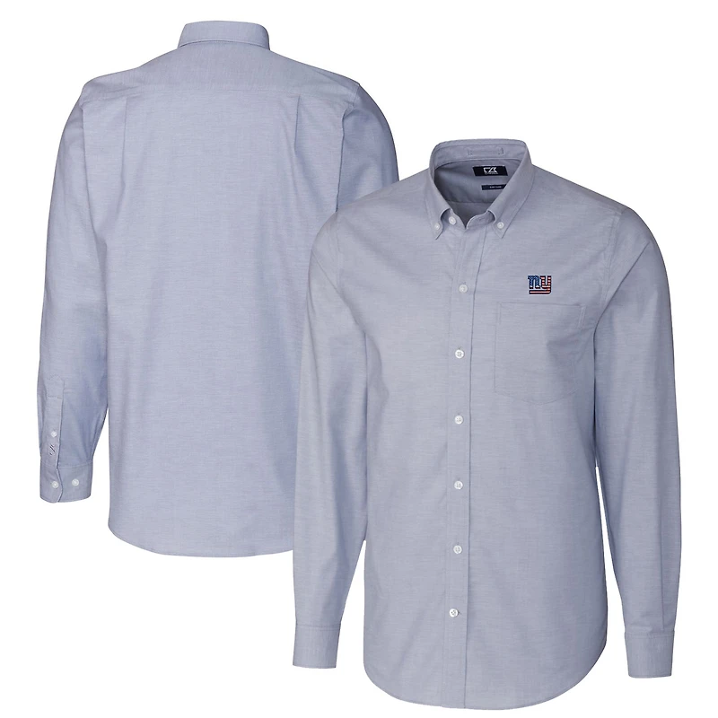 Men's Cutter & Buck Light Blue New York Giants Big Tall Stretch Oxford Long Sleeve Button-Down Shirt