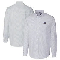 Men's Cutter & Buck Light Blue New York Giants Big Tall Stretch Oxford Stripe Long Sleeve Button-Down Shirt