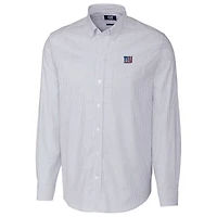 Men's Cutter & Buck Light Blue New York Giants Big Tall Stretch Oxford Stripe Long Sleeve Button-Down Shirt