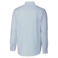 Men's Cutter & Buck Light Blue New York Giants Big Tall Stretch Oxford Stripe Long Sleeve Button-Down Shirt