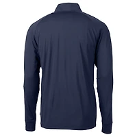 Men's Cutter & Buck Navy New York Giants Big Tall Adapt Eco Knit Stretch Recycled Quarter-Zip Pullover Top