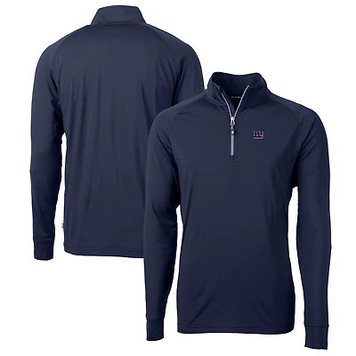 Men's Cutter & Buck Navy New York Giants Big Tall Adapt Eco Knit Stretch Recycled Quarter-Zip Pullover Top