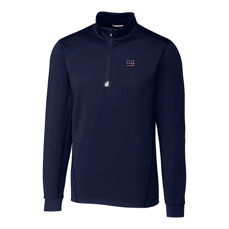 Pull-over zippé quart de tour pour homme, bleu marine, style Traverse Stretch, New York Giants, grandes tailles