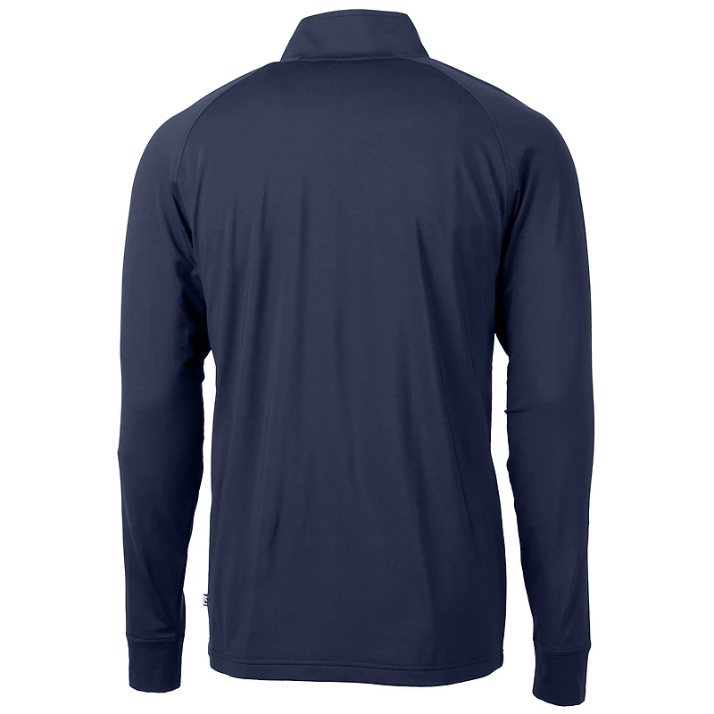 Men's Cutter & Buck Navy New York Giants Team Adapt Eco Knit Hybrid Recycled Quarter-Zip Pullover Top