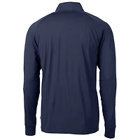 Men's Cutter & Buck Navy New York Giants Team Adapt Eco Knit Hybrid Recycled Quarter-Zip Pullover Top