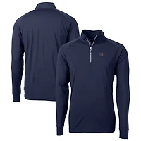 Men's Cutter & Buck Navy New York Giants Team Adapt Eco Knit Hybrid Recycled Quarter-Zip Pullover Top